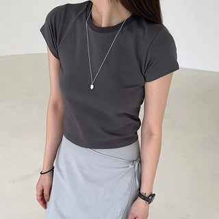Crop Short Sleeve Spandex Basic Winnie T-shirt