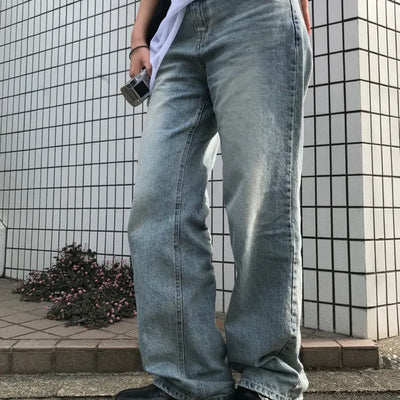 Medium blue wide denim pants