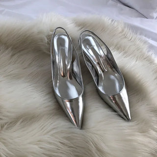 Sliver Stiletto Slingback | Silver Stiletto Slingback Heels