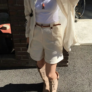 Button Roll-up Shorts