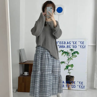 Handy Summer Check Tiered Skirt