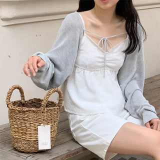 Adjustable Strap Lace Flare Sleeveless Blouse