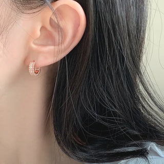 Cubic 4mm One-Touch Hoop Earrings