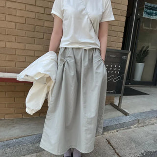 Nylon Shirred Pocket Crinkly Summer Pole Skirt