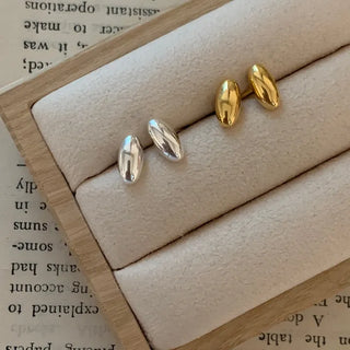 Long Oval Mini Earrings Silver Gold