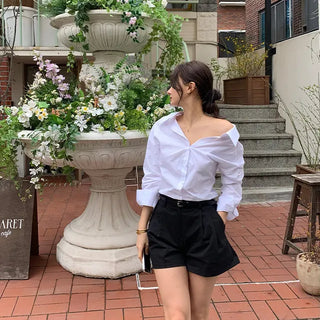 Modern Off-Shoulder Collared Shirt