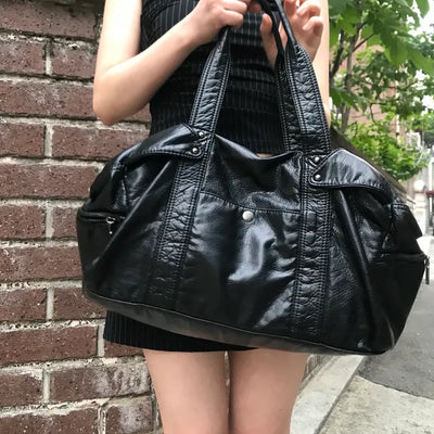 Big leather shoulder crossbody bag