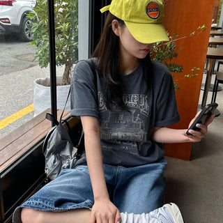 Pigment Town Print Oversized Short Sleeve T-shirt 2 colors
