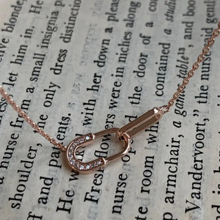 Cubic Clip Pendant Link Chain Necklace Silver Rose Gold
