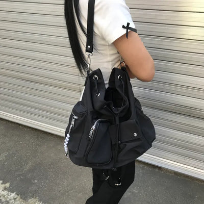 Nylon two-way shoulder backpack