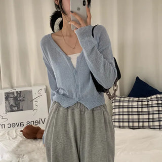 [Summer ver/Prevents skin buildup!] Summer Basic See-through Crop Knit Cardigan (5 colors)