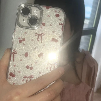 Mulle Silver Glossy Cherry Full Cover iPhone Case