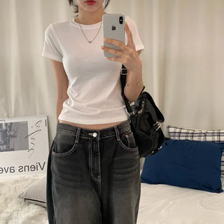 [Standard Fit/Slim Fit] Pure Daily Round Plain Summer Layered Short Sleeve T-shirt (8 colors)