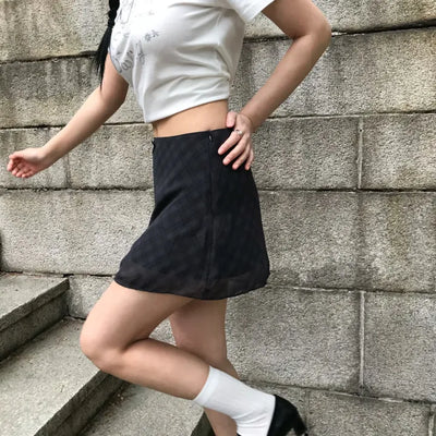 Checked Mini Chiffon Skirt (2 colors)