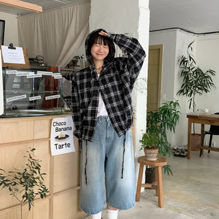 [UNISEX] Byren Crop Summer Check Hoodie