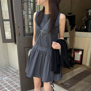 Shirred Flare Belted Strap Mini Layered Dress 1 Color