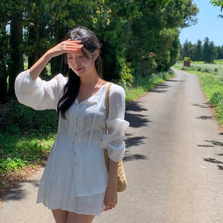 Starry Puff Strap Blouse