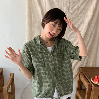 Naughty hooded plaid shirt