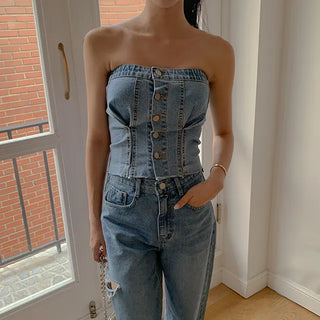 Denim Button Top