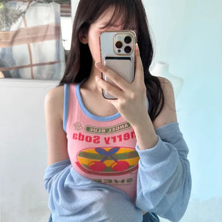 Kitsch Kitsch Cherry Color Block Sleeveless Knit