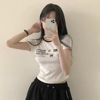 Relaxed Slim Fit, Rappa Lettering Crop Short Sleeve T-shirt
