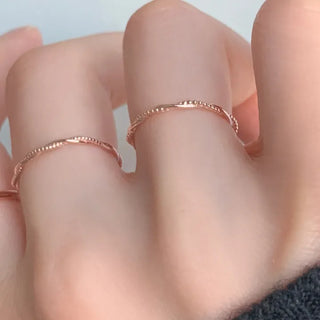 Dot Twist Slim Layered Ring Sizes 5 to 19 Ring Silver Rose Gold