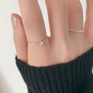 One-Point Cubic Ring (Silver, Rose Gold)