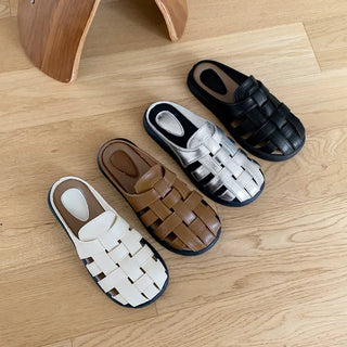 Weaving Mule Slippers Platform Fisherman Twist Silver Cushion Loafers Spring Summer Bloafers Shoes