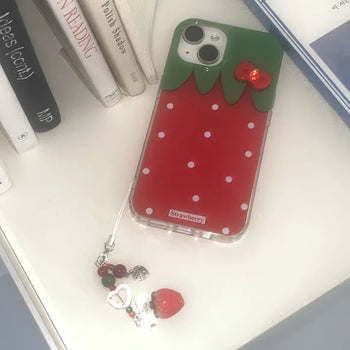Strawberry Keyring Set 3D Ribbon iPhone Case
