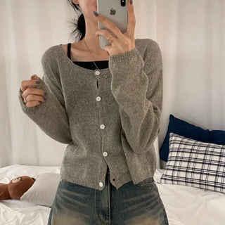 [Delicate/Cool] Summer Linen Boucle Round Basic Crop Cardigan (5 colors)