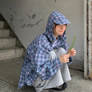 [UNISEX] For the Cap Hoodie Summer Plaid Shirt