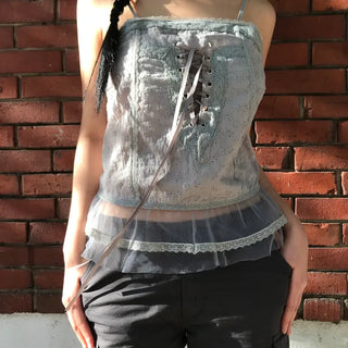 Lace chiffon sleeveless