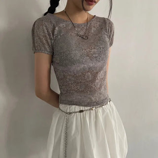 puff posy see through t-shirt