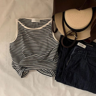 TenTen Striped Boat Neck Sleeveless Top
