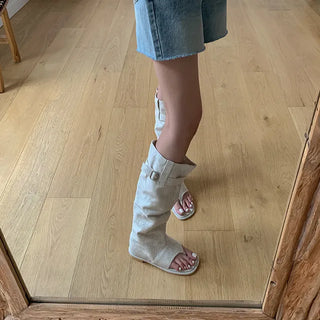Linen Buckle Flip-flops
