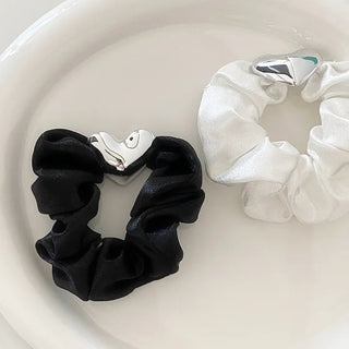 Heart satin hair scrunchie  scrunchie  hair tie  wrist tie