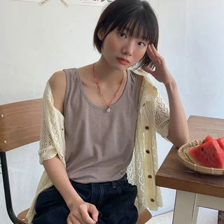 Rope linen sleeveless top