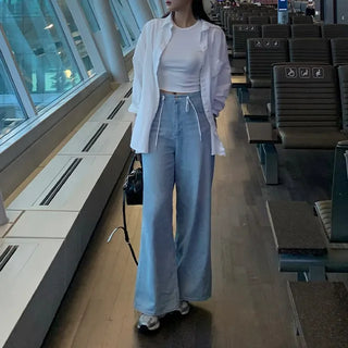 Strap string body-shaping wide thin summer denim