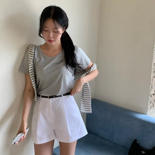 Evelyn Pintuck Cotton Shorts