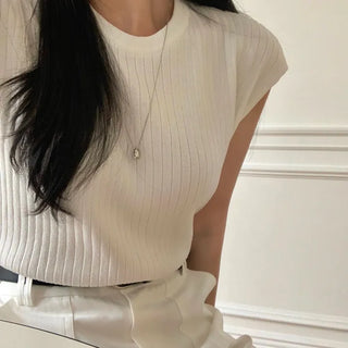 Base ribbed cap sleeve sleeveless knit