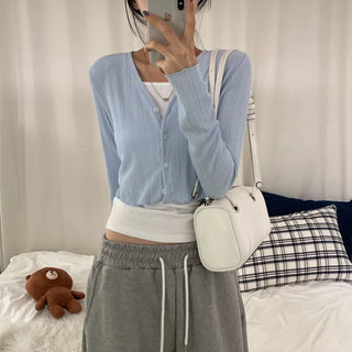[Sal-An-Tem] Summer V-Neck Crop Cardigan (5 colors)