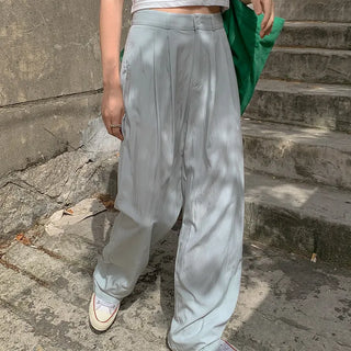 Leaf Nylon Pintuck Pants Crinkly Pants/Wide Slacks/Nylon Slacks
