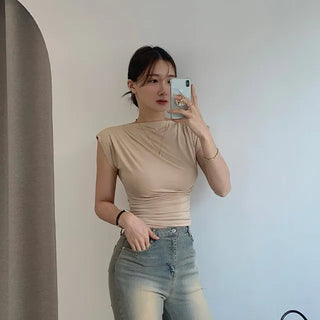 Glam Shirring Drape T-shirt