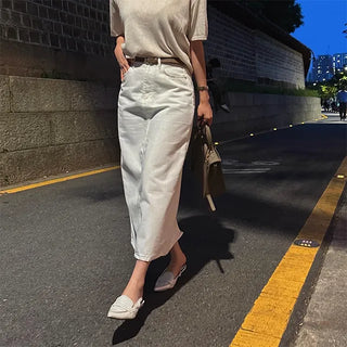 Rinse Cotton Slit Long Skirt
