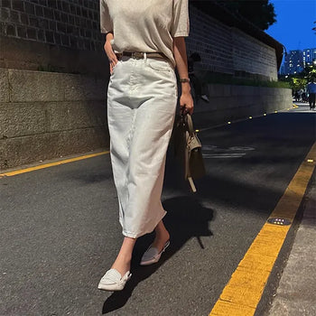 Rinse Cotton Slit Long Skirt