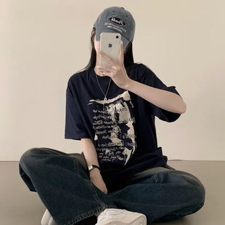 Painting Lettering Round Boxy Short Sleeve T-shirt