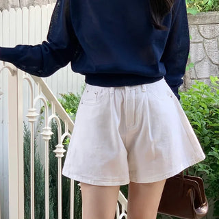 Mala Fit! A-line 3/4 length pintuck cotton shorts