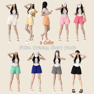 Summer must-have, Nylon elastic waistband wide shorts