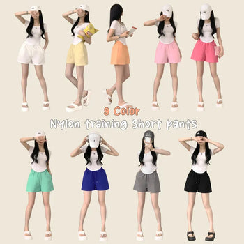 Summer must-have, Nylon elastic waistband wide shorts