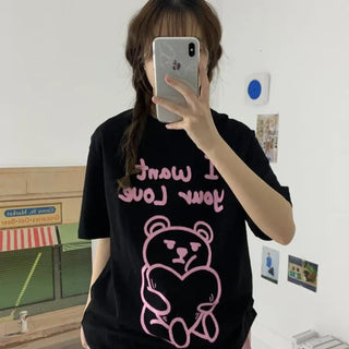 [UNISEX] Bear Print Short Sleeve T-shirt